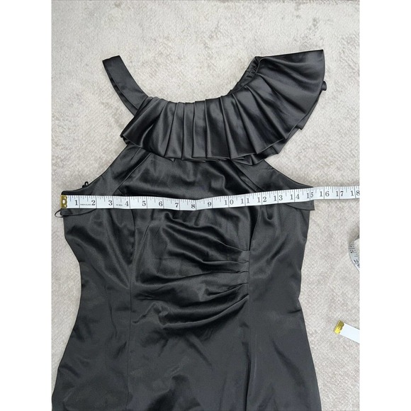 Aryn K. Ruffled Collared Shoulder Sheath Dress Black Size Small Party holiday - Picture 9 of 13